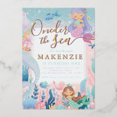 ファースト誕生日人魚 箔招待状 (正面)