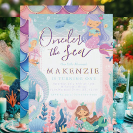 ファースト誕生日人魚 箔招待状