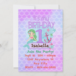 ファースト誕生日招待状マーメイド 招待状