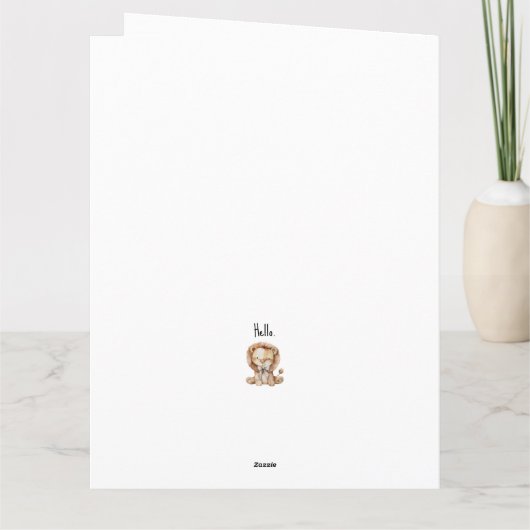 ファースト誕生日詰まったトイパーソナライズされたライオン カード (裏面)