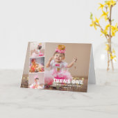 ファースト誕生日4フォトコラージュ誕生日ホリデーカ カード (黄色い花)