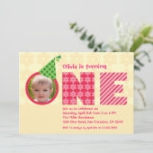 ファースト誕生日「ワン」フォト招待状 招待状 (スタンド正面)