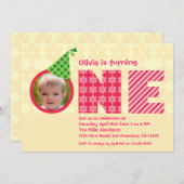 ファースト誕生日「ワン」フォト招待状 招待状 (正面/裏面)