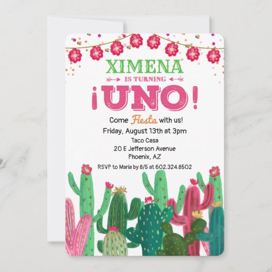 ファースト1バースデーフィエスタサボス招待状 招待状 (正面)