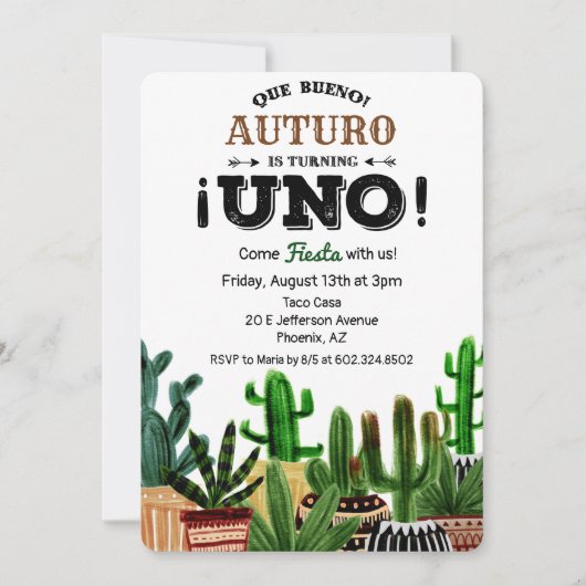 ファースト1バースデーフィエスタサボス招待状 招待状 (正面)