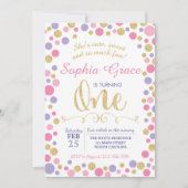 ファースト1stガール誕生日招待状 招待状 (正面)