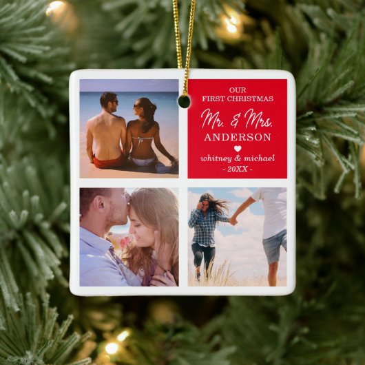 ファースト クリスマス Mr & Mrs 赤 セラミックオーナメント (ツリー)