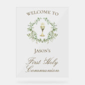 ファースト・コミュニオンアリスのクレスト・グリーン アクリルサイン (正面)