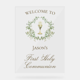 ファースト・コミュニオンアリスのクレスト・グリーン アクリルサイン