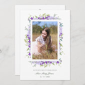 ファースト・コミュニオンパープルシェーズ・フラワーブランチ 招待状 (正面/裏面)