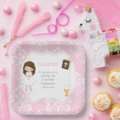 ファースト・コミュニオンブルネットヘアガールサンキュー ペーパープレート (パーティー)