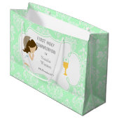 ファースト・コミュニオンブルネットヘアガールサンキュー ラージペーパーバッグ (正面アングル)