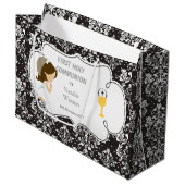 ファースト・コミュニオンブルネットヘアガールサンキュー ラージペーパーバッグ (正面アングル)