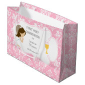 ファースト・コミュニオンブルネットヘアガールサンキュー ラージペーパーバッグ (正面アングル)