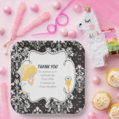 ファースト・コミュニオンブロンド・ガール・ブラック・ダマスク ペーパープレート (パーティー)