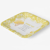 ファースト・コミュニオンブロンド・ガール・金ゴールド・ダマスク ペーパープレート (傾斜あり)