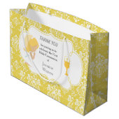 ファースト・コミュニオンブロンド・ガール・金ゴールド・ダマスク ラージペーパーバッグ (裏面アングル)