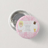 ファースト・コミュニオンブロンド・ヘアガール・サンキュー 缶バッジ (正面&裏面)