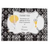 ファースト・コミュニオンブロンド・ボーイブラックダマスク ラージペーパーバッグ (裏面)