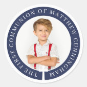 ファースト・コミュニオンボーイカスタムフォト&シンプルクロス ラウンドシール (正面)