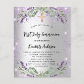 ファースト・コミュニオンラベンダーシルバー予算招待状 チラシ (正面)