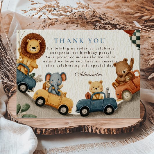 ファースト・サファリ・アニマル2体の誕生日 サンキューカード