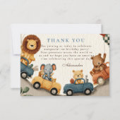 ファースト・サファリ・アニマル2体の誕生日 サンキューカード (正面)