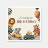 ファースト・サファリ・アニマル2体の誕生日 スタンダードカクテルナプキン (正面)