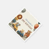 ファースト・サファリ・アニマル2体の誕生日 スタンダードカクテルナプキン (角)