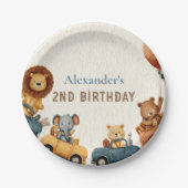 ファースト・サファリ・アニマル2体の誕生日 ペーパープレート (正面)