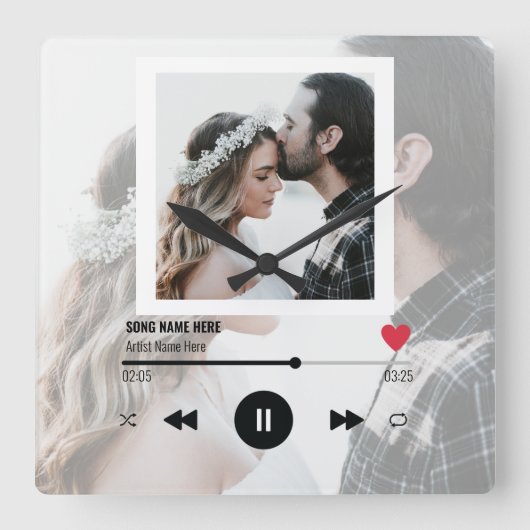 ファースト・ダンス・ソ結婚ングの記念日パーソナライズされた  スクエア壁時計 (正面)