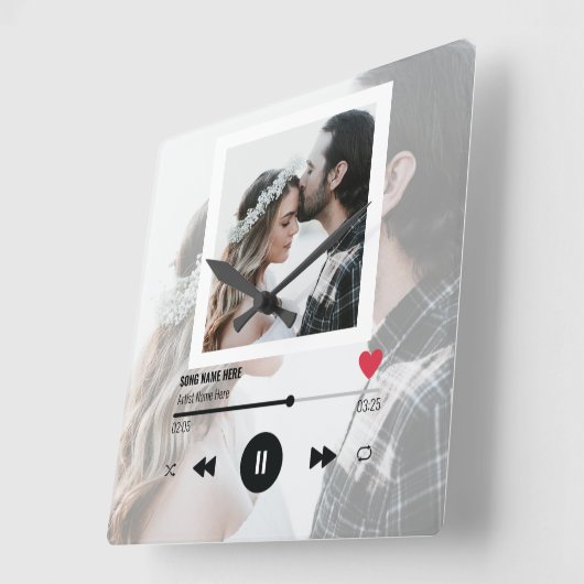 ファースト・ダンス・ソ結婚ングの記念日パーソナライズされた  スクエア壁時計 (傾斜)