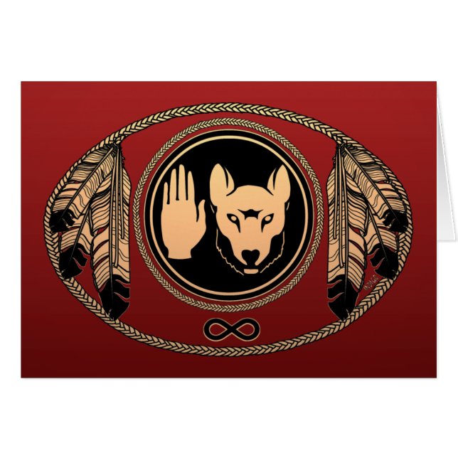 ファースト・ネイションズカードウルフ先住民アートカードメティス (正面横)