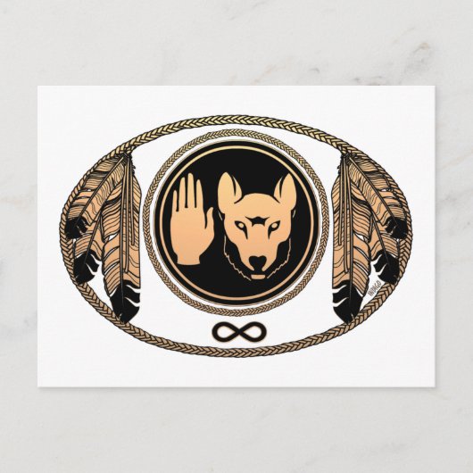 ファースト・ネイションズカードウルフ先住民アートカードメティス ポストカード (正面)