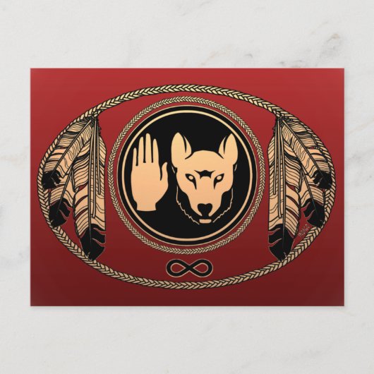 ファースト・ネイションズカードウルフ先住民アートカードメティス ポストカード (正面)