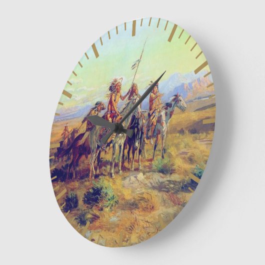 ファースト・ネイションズザスカウトCMラッセル先住民アメリカ ラージ壁時計 (傾斜)