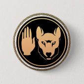 ファースト・ネーションズボタンウルフ先住民アートメティス国旗 缶バッジ (正面)