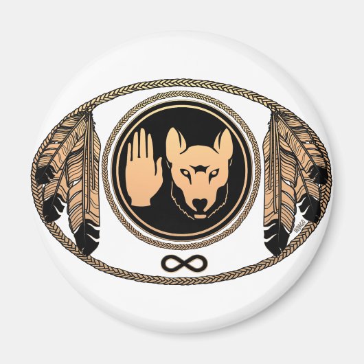 ファースト・ネーションズマグネットメティウルフ先住民アートギフト マグネット (正面)