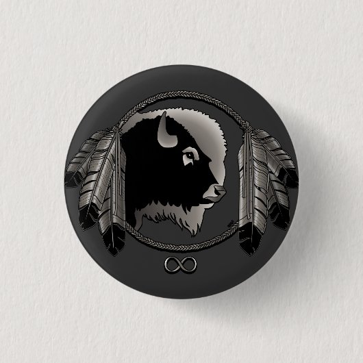 ファースト・ネーション・ボタンメティスギフト&ワイルドライフアート 缶バッジ (正面)