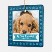 ファースト・ハヌカー・ペットの子犬の写真の手は星の海軍 セラミックオーナメント (左)