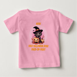 ファースト・ハロウィーンかわいい子猫 ベビーTシャツ