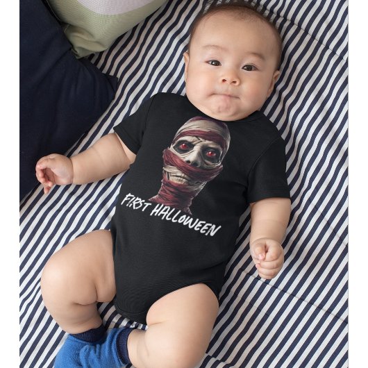 ファースト・ハロウィーン怖いミイラ不気味ー完全に死んでいな ベビーボディスーツ