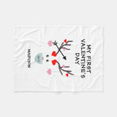 ファースト・バレンタインデーかわいいハートパーソナライズされた鹿 フリースブランケット (正面(横))