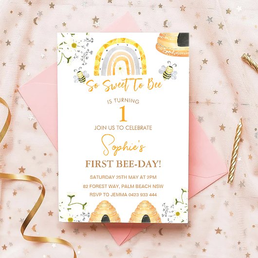 ファースト・ビー・デイそうスウィート・トゥ・ビー誕生日 招待状