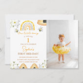 ファースト・ビー・デイのまわりに・ガールズ・フォト誕生日 招待状 (正面)