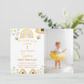 ファースト・ビー・デイのまわりに・ガールズ・フォト誕生日 招待状 (スタンド正面)