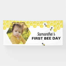 ファースト・ビー・デイ誕生日バナーハニカムデザイン 横断幕