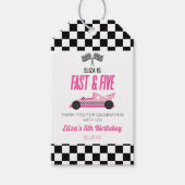 ファースト&ファイブピンクレースカー5thバースデーパーティー ギフトタグ (正面)