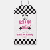 ファースト&ファイブピンクレースカー5thバースデーパーティー ギフトタグ (裏面)