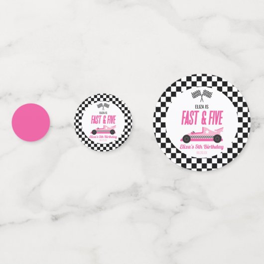 ファースト&ファイブピンクレースカー5thバースデーパーティー コンフェッティ (正面)